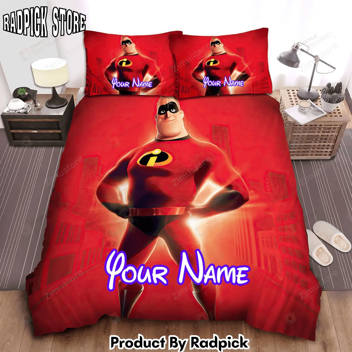 Radpick the incredibles save the day mr incredible poster bed sheets spread comforter duvet cover personalized name bedding sets rp3271218
